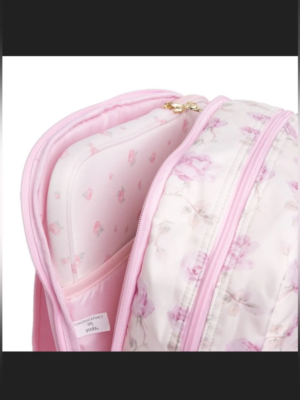 Love Shack Fancy for Target Pink Floral Quilted Kids Backpack with Bow Charm